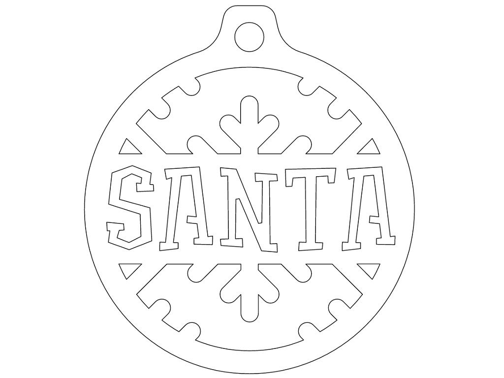 Laser Cut Santa Christmas Hanging Bauble Ornament Vector