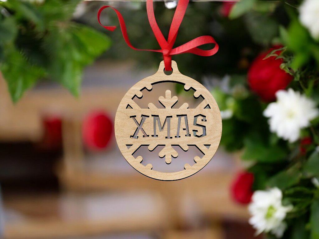 Laser Cut Xmas Tree Ornament Vector