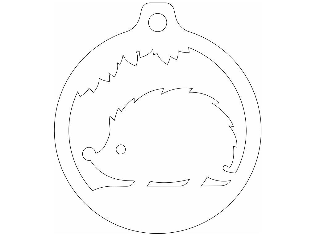 Laser Cut Hedgehog Christmas Ornament Vector