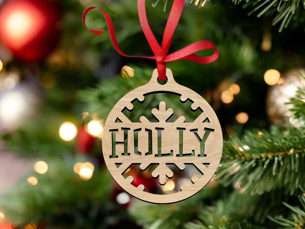 Laser Cut Holly Snowflake Ball Vector