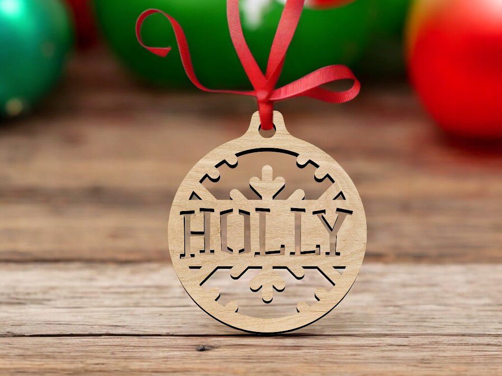 Laser Cut Holly Snowflake Ball Vector
