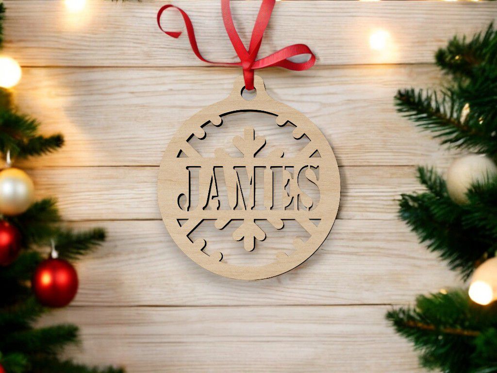 Laser Cut Personalized Christmas Ornament Vector