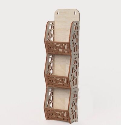 Laser Cut 3 Tier Storage Basket Shelf Vector