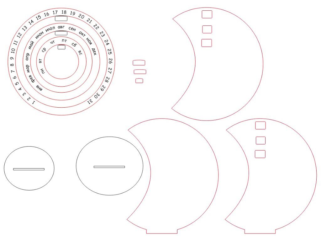 Laser Cut Calendar of Lifetime Round Table Calendar Vector