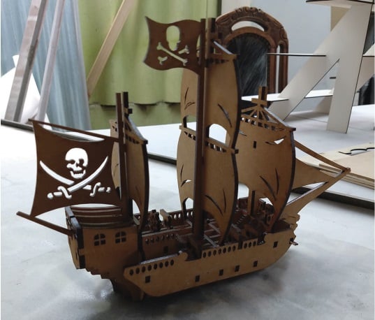 Laser Cut Pirate Sailing Ship 3D Wooden Model Kit