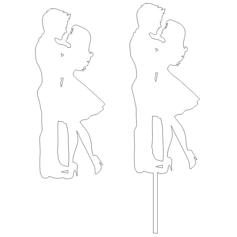 Laser Cut Romantic Couple Cake Topper Vector