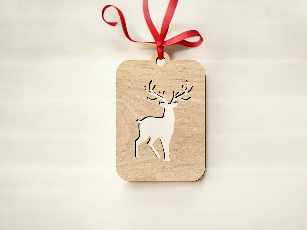 Laser Cut Reindeer Christmas Decoration Ornament Vector