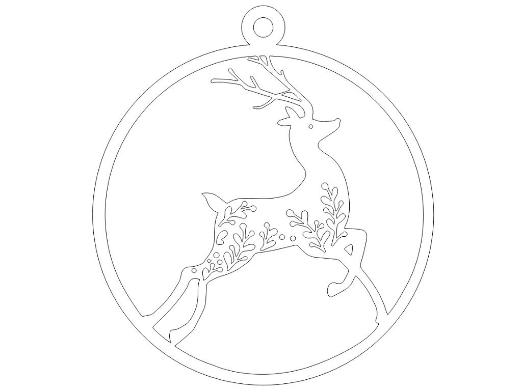 Laser Cut Deer Christmas Bauble Ornament Vector