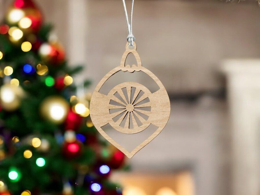 Laser Cut Wheel Christmas Ornament Vector