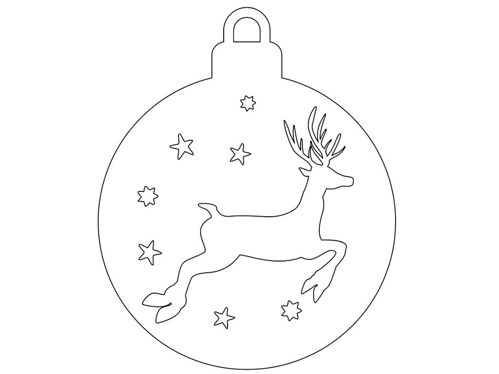 Laser Cut Reindeer with Stars Christmas Bauble Vector