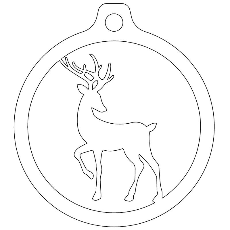 Laser Cut Circle and Deer Christmas Tree Bauble Vector