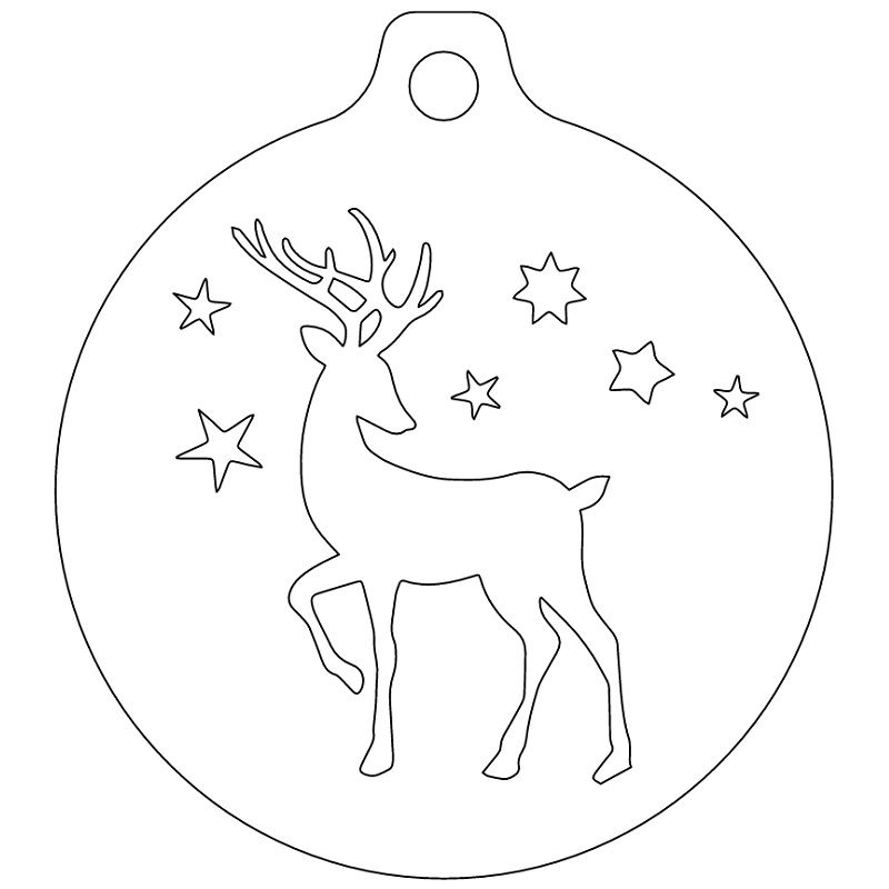 Laser Cut Reindeer Christmas Ornament Bauble Vector