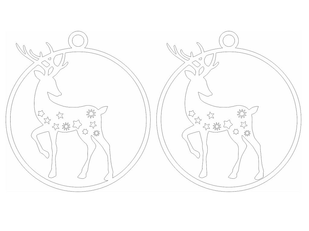 Laser Cut Deer Round Christmas Ornament Vector