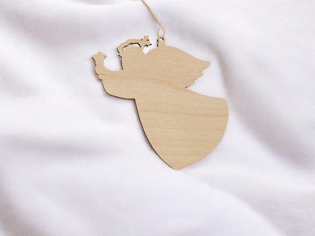 Laser Cut Angel Holding Torch Christmas Ornament Vector