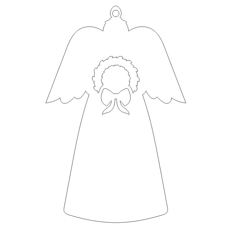 Laser Cut Wooden Angel Christmas Tree Ornament Vector