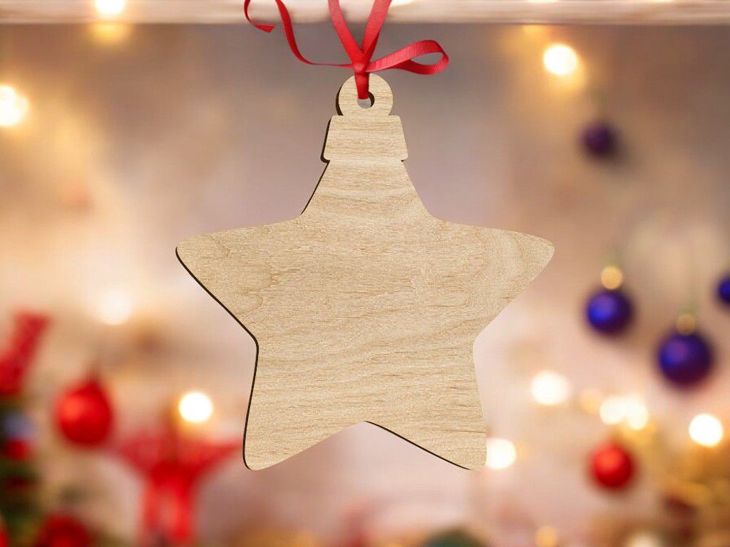 Laser Cut Christmas Tree Star Ornament Vector