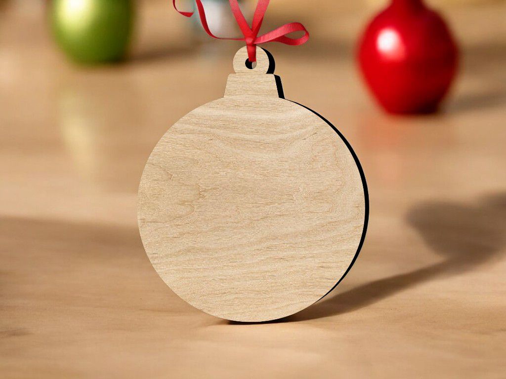 Laser Cut Unfinished Round Christmas Ornament Vector