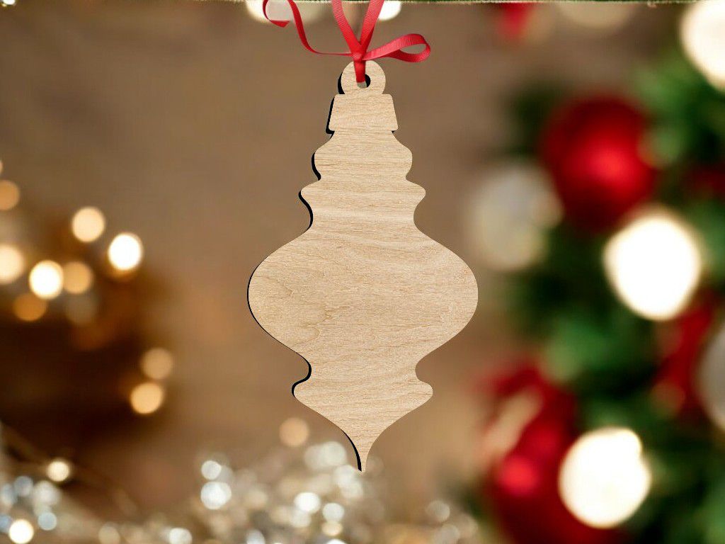 Laser Cut Christmas Wooden Ornament Craft Shape Vector