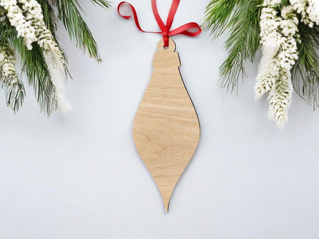 Laser Cut Wooden Hanging Christmas Ornament Vector