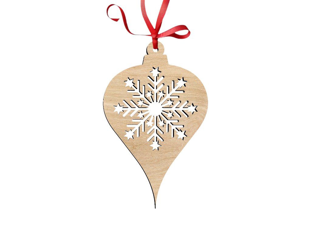 Laser Cut Christmas Snowflake Bulb Ornament Vector