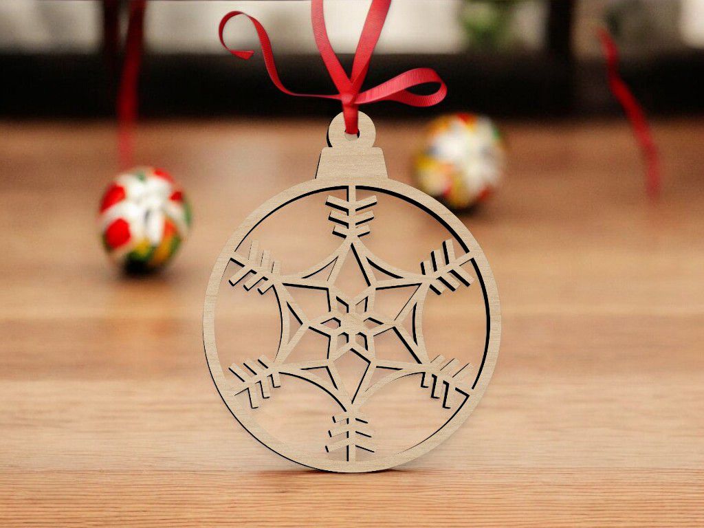 Laser Cut Snowflake Christmas Ornament Ball Vector