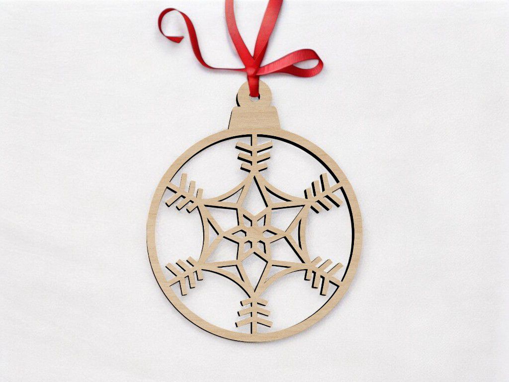 Laser Cut Snowflake Christmas Ornament Ball Vector
