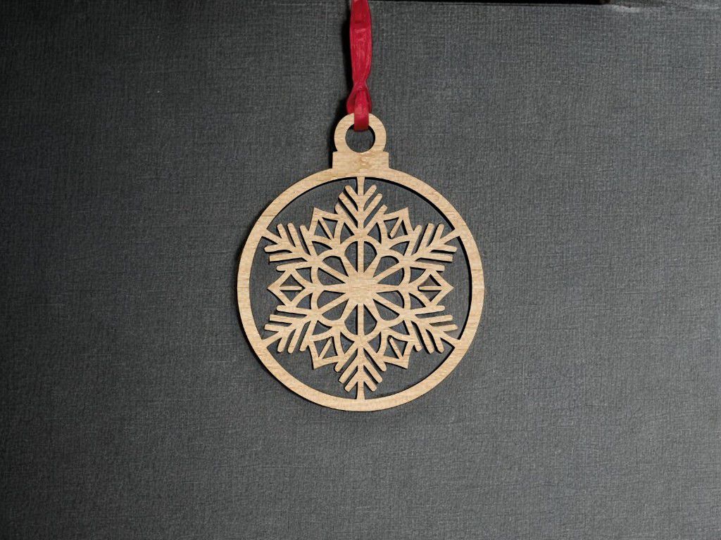 Laser Cut Winter Ornament Snowflake Ball Vector