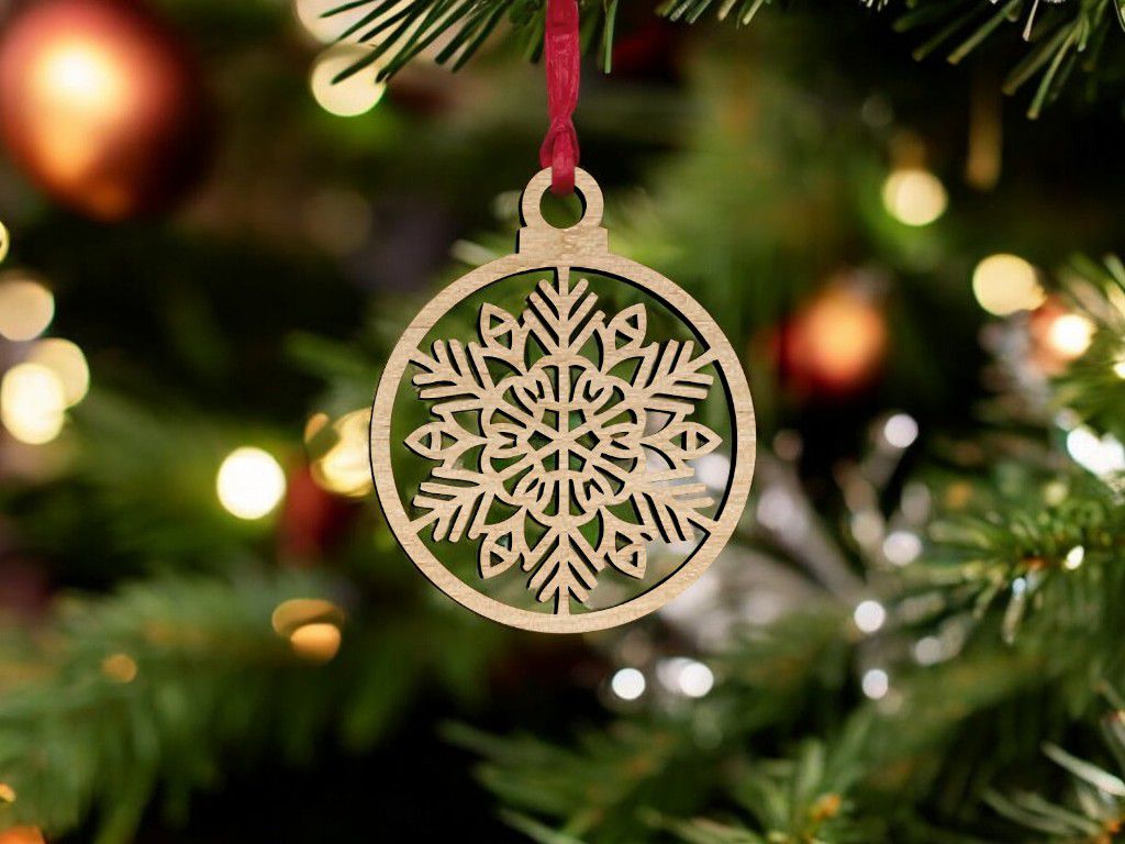 Laser Cut Christmas Snowflake Bauble Ornament Vector