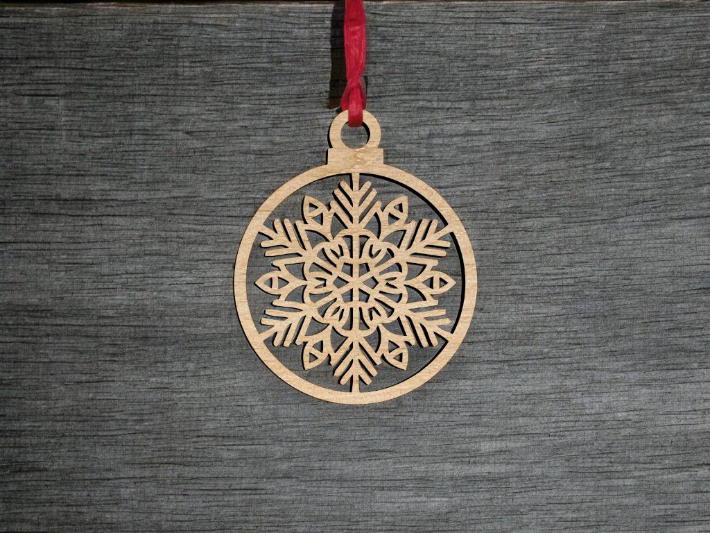 Laser Cut Christmas Snowflake Bauble Ornament Vector