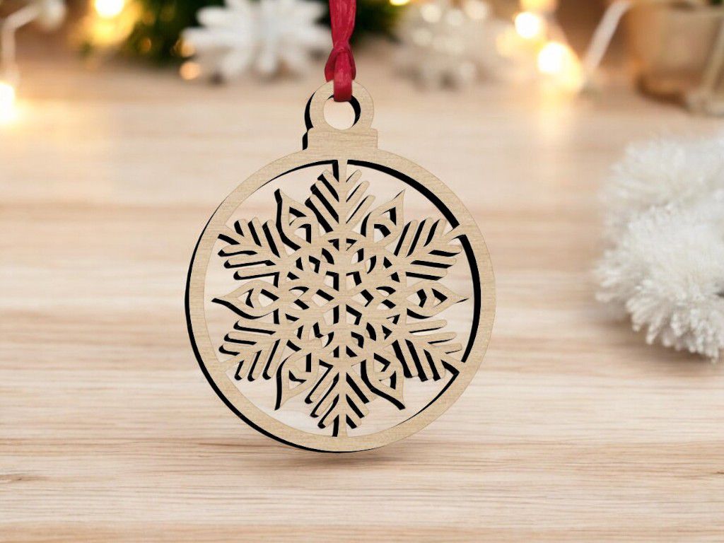 Laser Cut Christmas Tree Snowflake Bauble Vector