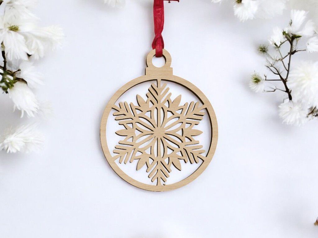 Laser Cut Christmas Snowflake Ball Vector