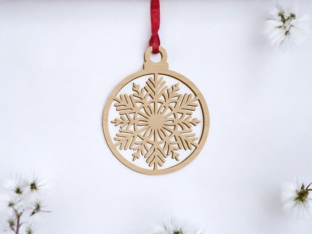 Laser Cut Christmas Snowflake Ball Decoration Vector