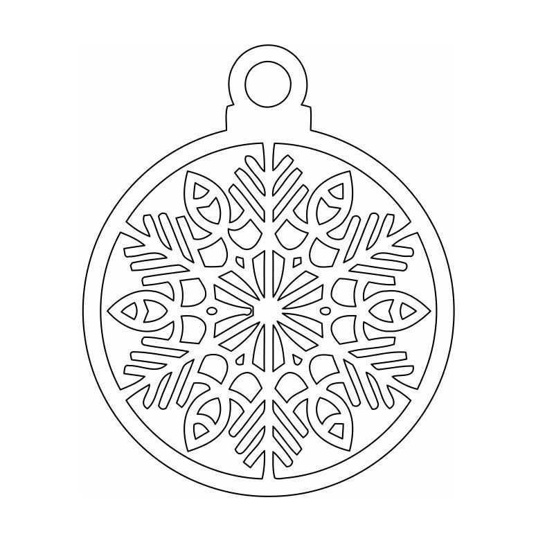 Laser Cut Christmas Tree Ornament Snowflake Bauble Vector
