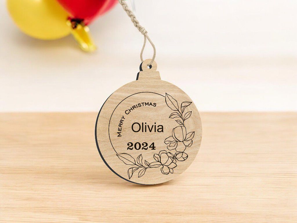 Laser Cut Personalized Christmas Tree Ornament Vector