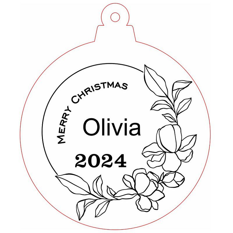 Laser Cut Personalized Christmas Tree Ornament Vector