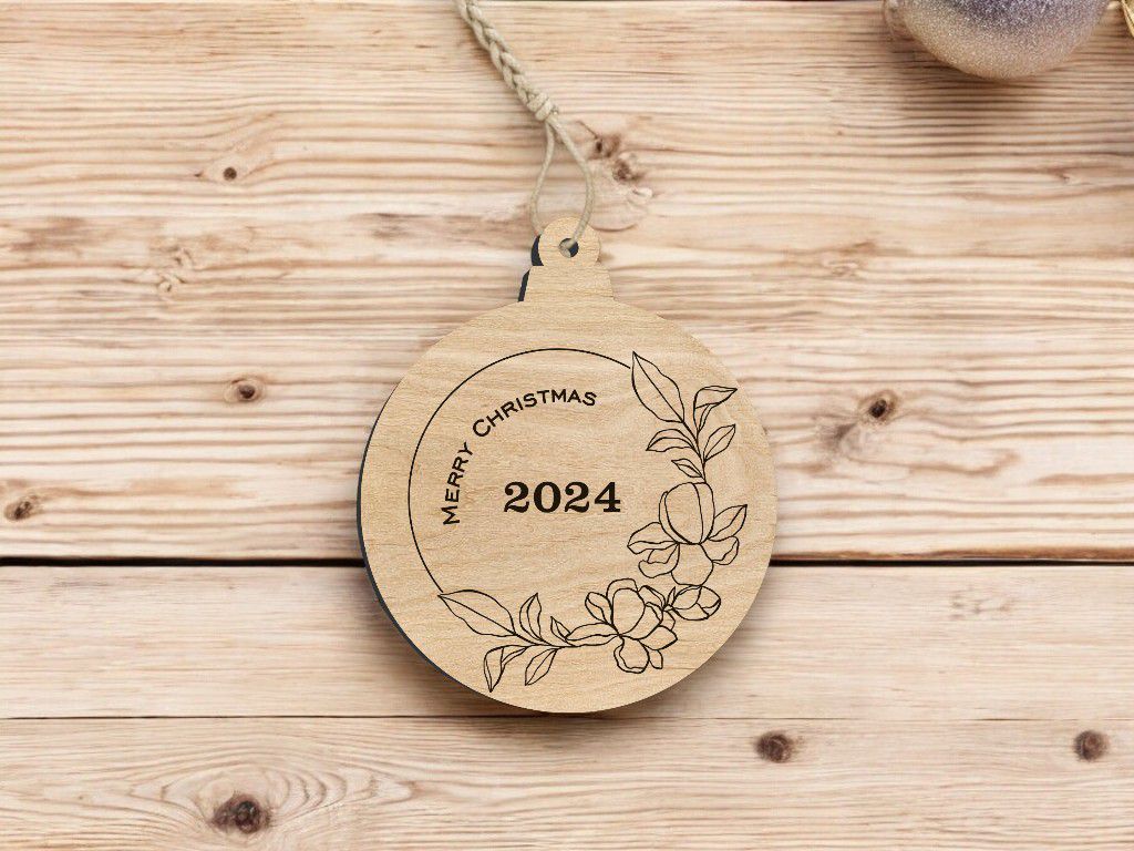 Laser Cut Merry Christmas 2024 Ornament Vector