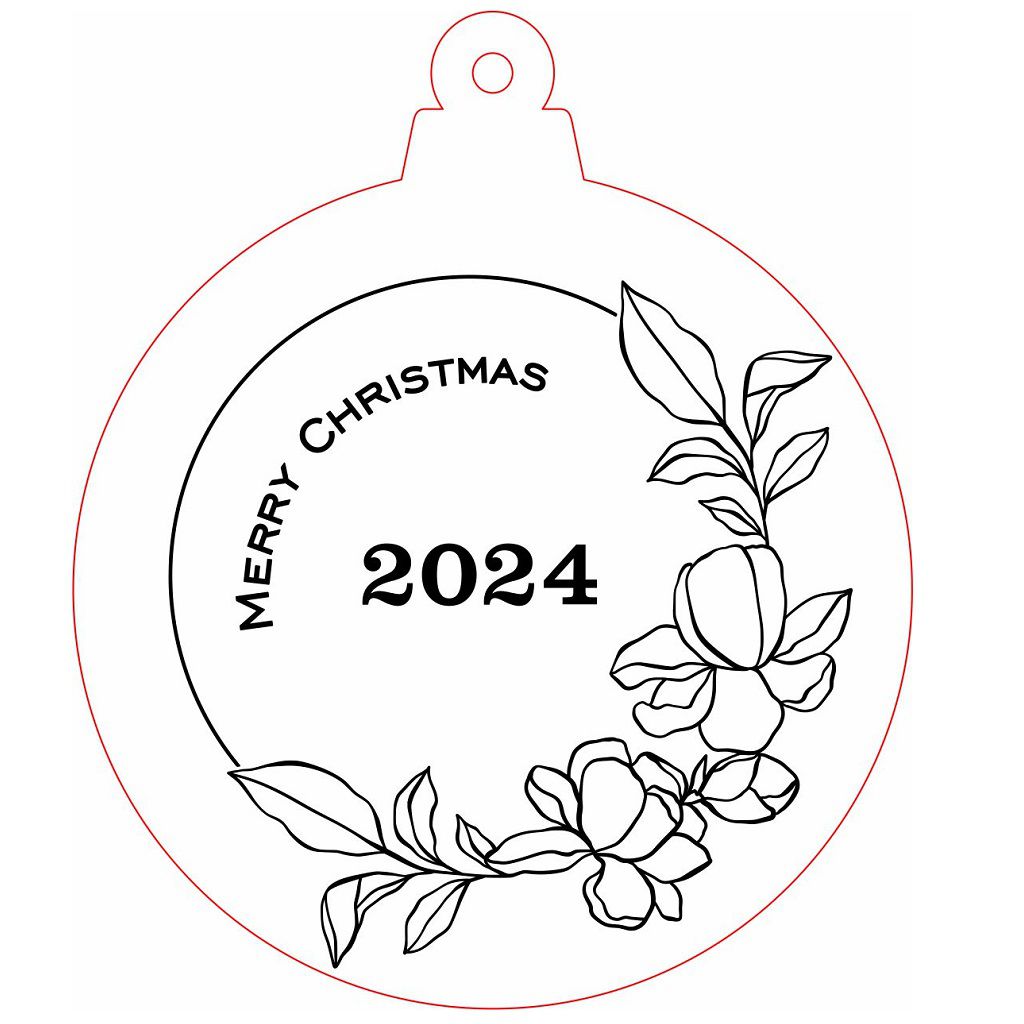 Laser Cut Merry Christmas 2024 Ornament Vector