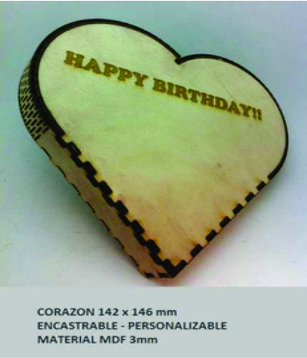 Laser Cut Birthday Heart Box with 3 Sizes Vector
