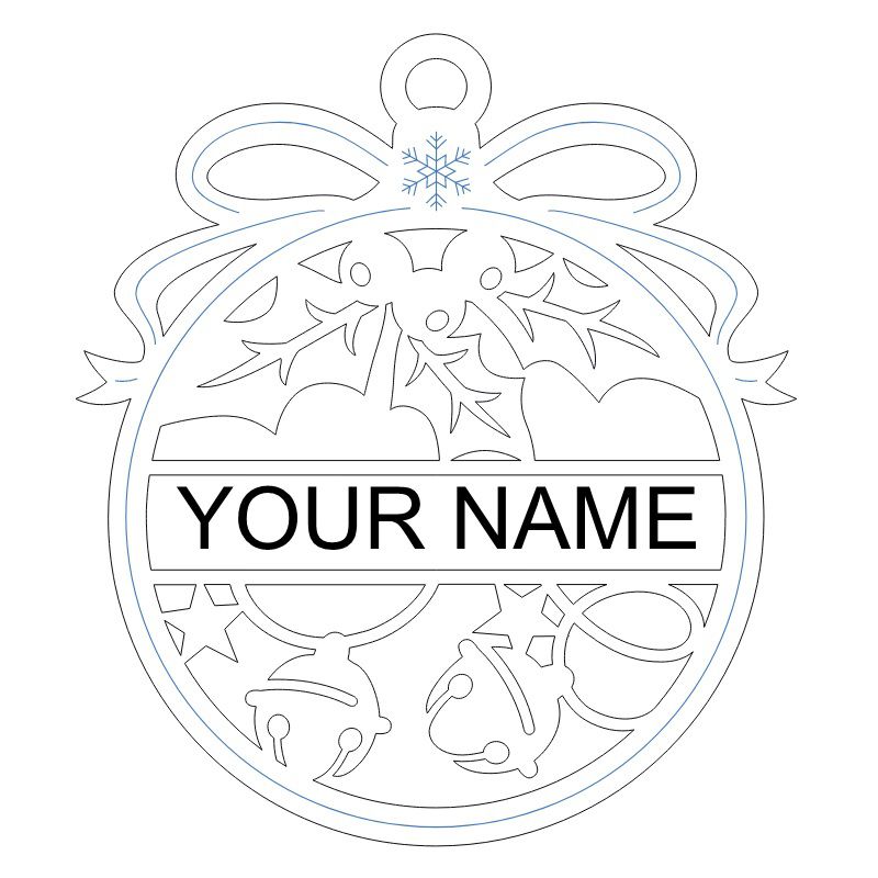 Laser Cut Personalized Christmas Ball Ornament Vector