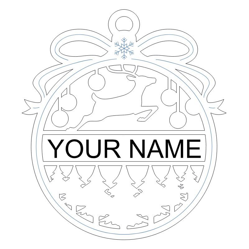 Laser Cut Personalized Christmas Reindeer Ornament Vector