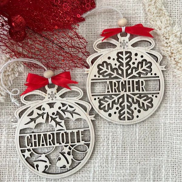 Laser Cut Personalized Christmas Snowflake Ornament Vector