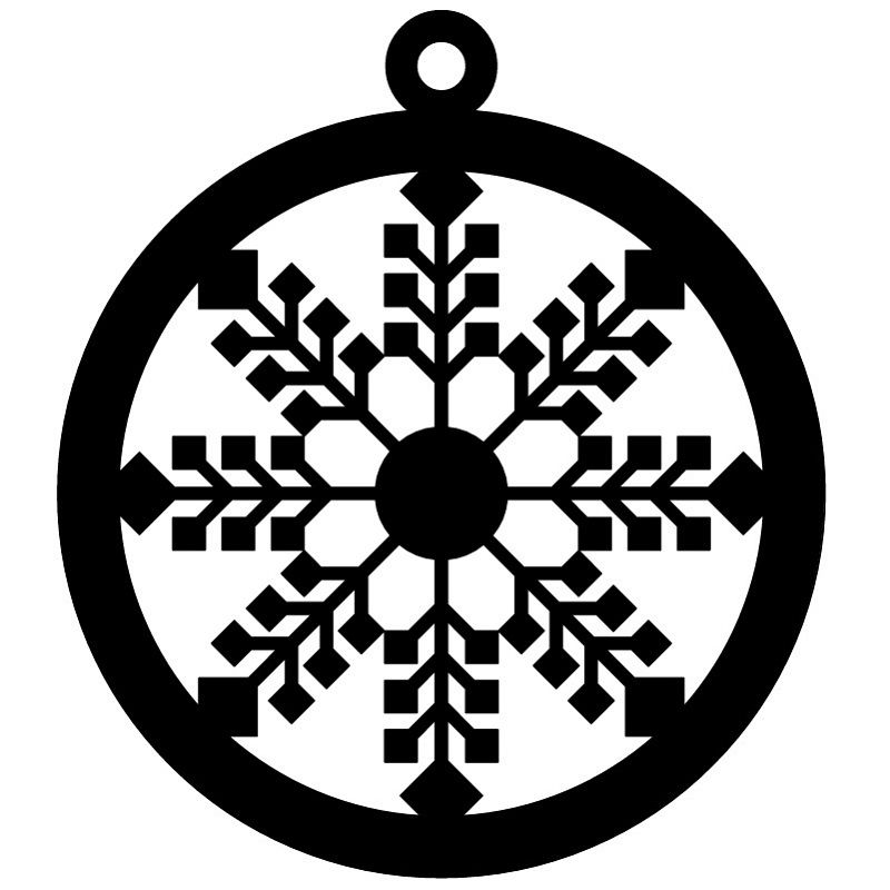 Laser Cut Christmas Ball Ornament with Snowflake Vector