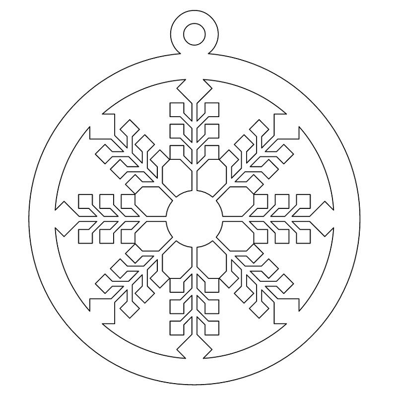 Laser Cut Christmas Ball Ornament with Snowflake Vector