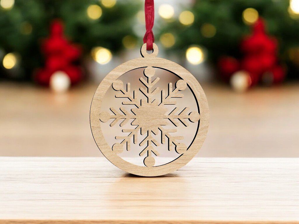 Laser Cut Christmas Snowflake Ball Ornament Vector