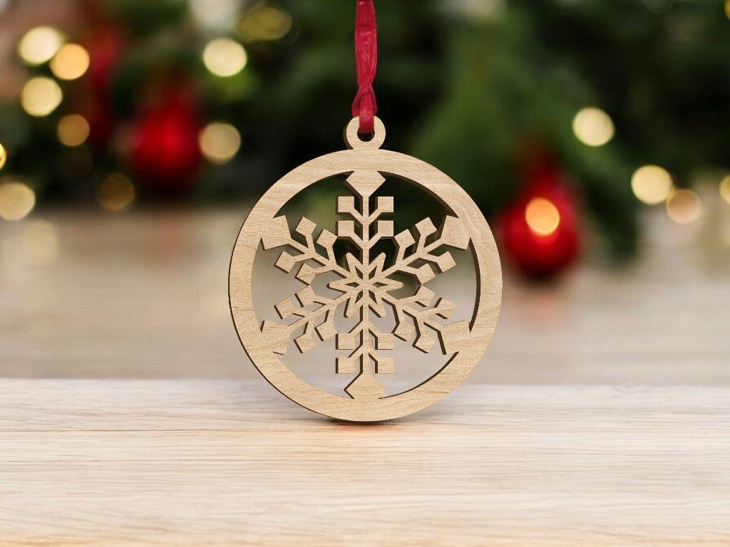 Laser Cut Christmas Tree Snowflake Ball Vector