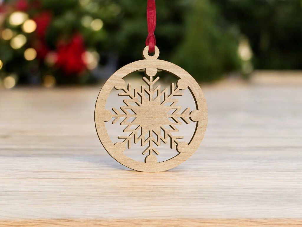 Laser Cut Snowflake Christmas Tree Bauble Vector