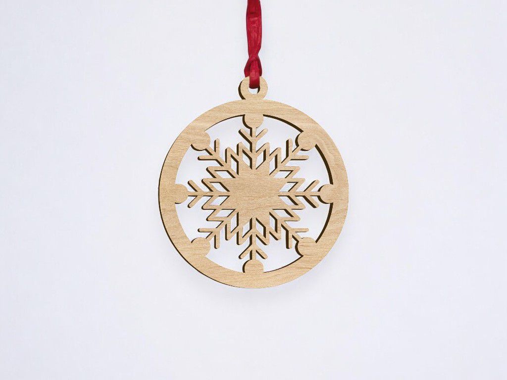 Laser Cut Snowflake Christmas Tree Bauble Vector