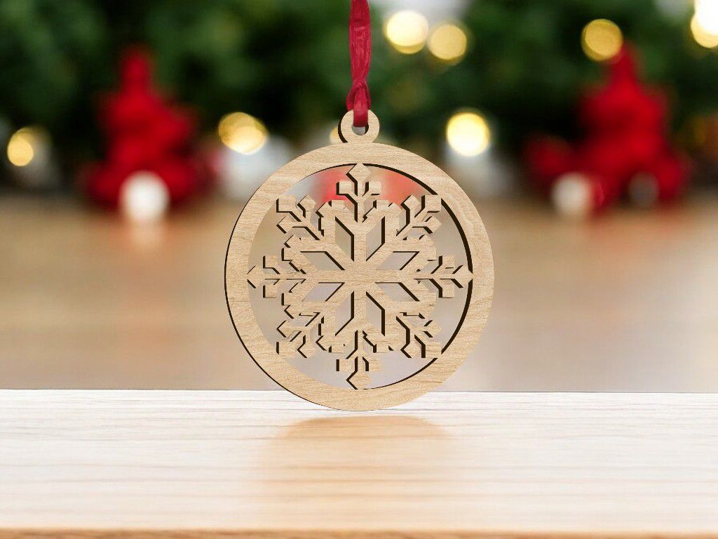 Laser Cut Christmas Tree Snowflake Bauble Ornament Vector