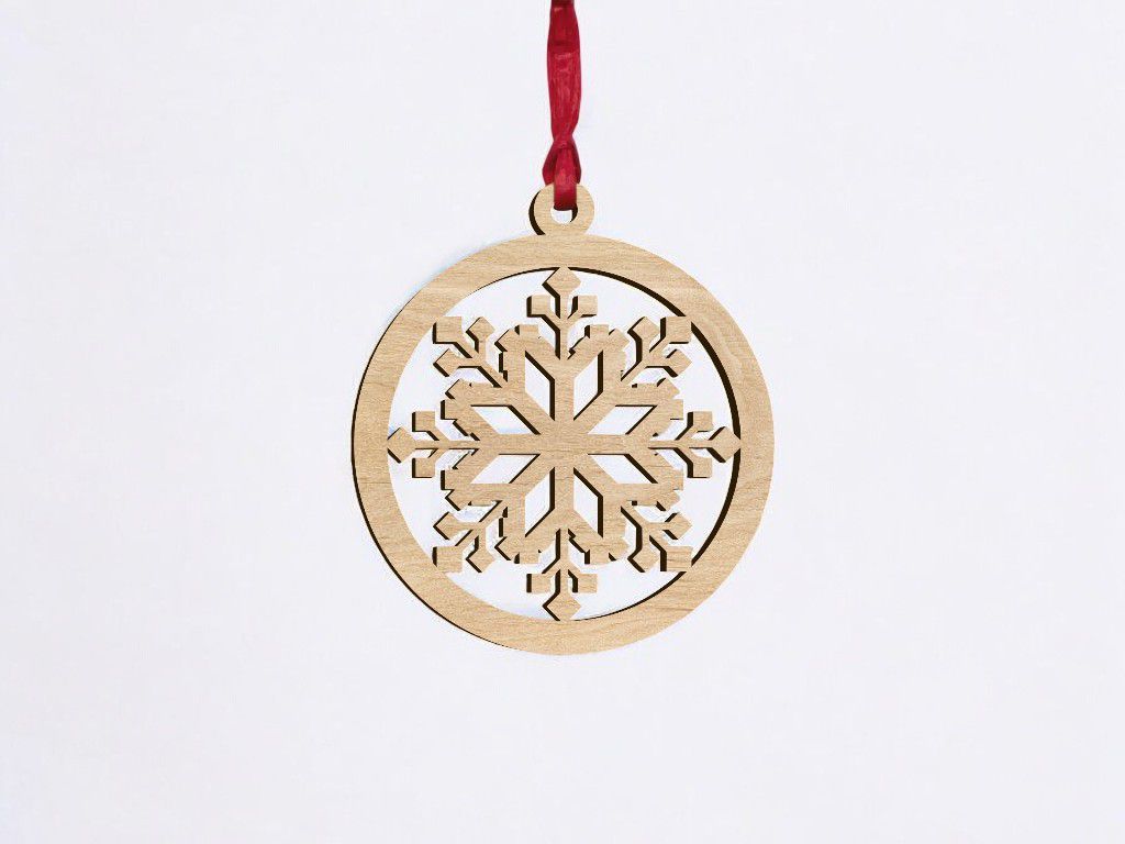 Laser Cut Christmas Tree Snowflake Bauble Ornament Vector