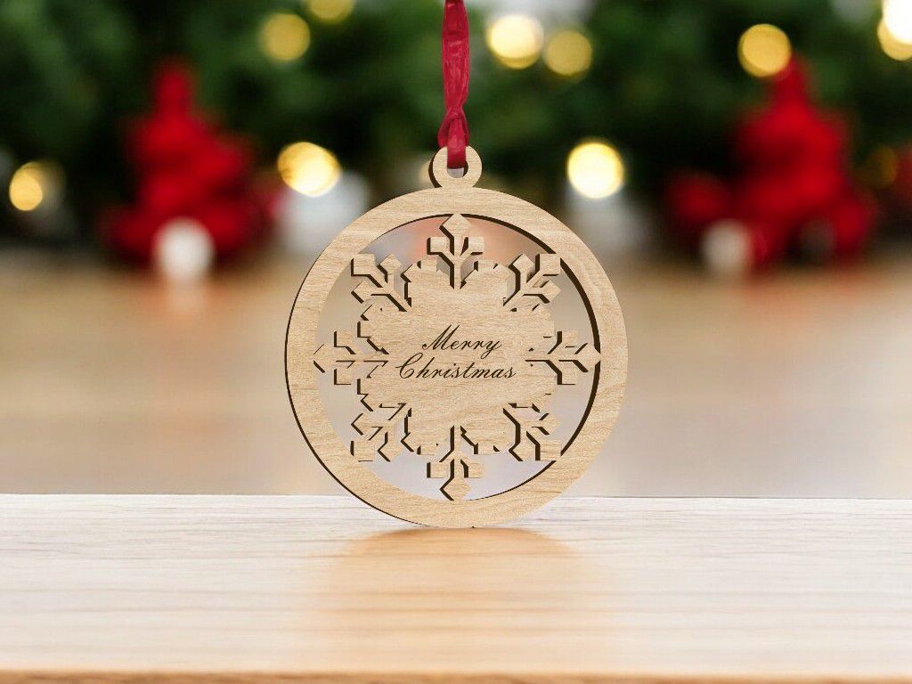 Laser Cut Personalized Christmas Bauble Ornament Vector